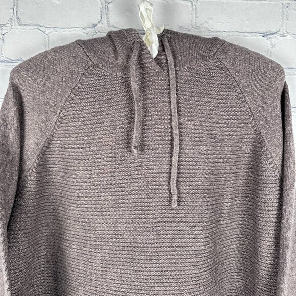 NWOT Sonoma Women's Ribbed Kangaroo Pocket Hooded Tunic Sweater, Size L, Otter - Picture 5 of 12